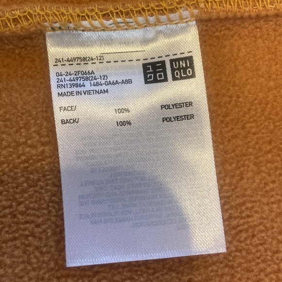 Uniqlo | Women | Mustard Yellow Windproof Fleece Jacket Large - Picture 9 of 9